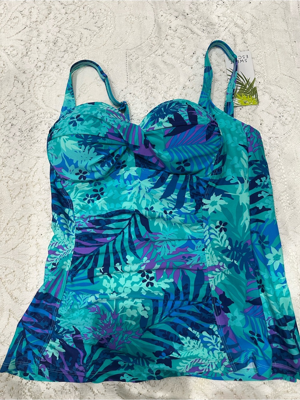 NWT Sweet Escape Tropical Teal & Blue Tankini size 16